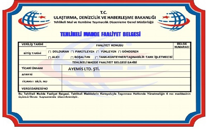 TEHLİKELİ MADDE FAALİYET BELGESİ (TMFB) ALMA SÜRECİ Ayemis Eğitim ve Danışmanlık